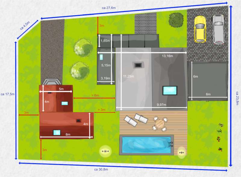 BAU.DE / BAU-Forum: 1. Bild zu Frage "Abstandsflächen / Brandschutzflächen für ein kleines Haus zusätzlich auf eigenem Grundstück" im BAU-Forum "Architekt / Architektur"