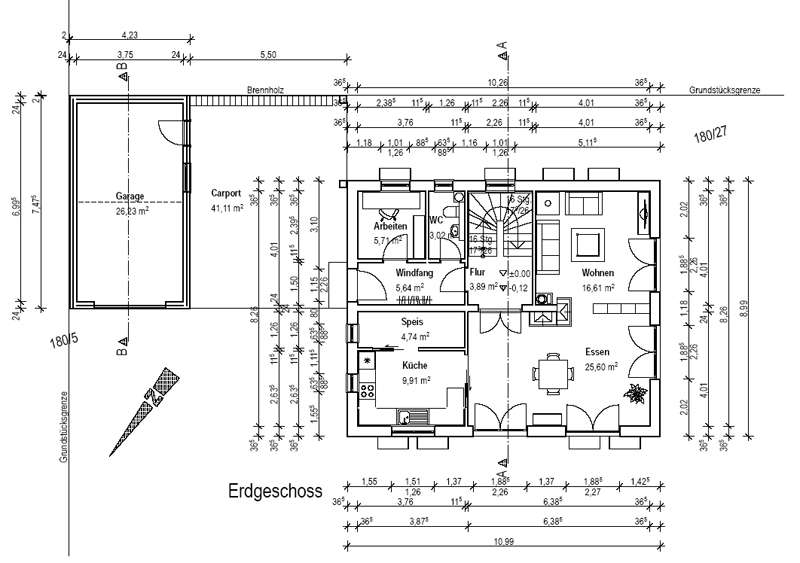 Bild zum BAU-Forumsbeitrag: Aufteilung Erdgeschoss: Küche  -  Esszimmer  -  Wohnzimmer im Forum Grundriss-Diskussionen
