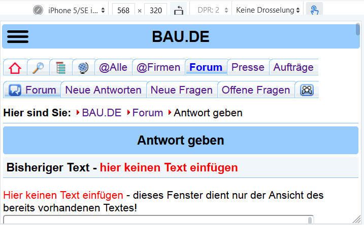 BAU.DE / Forum: 3. Bild zu Frage "Mobile Version" im Forum "Das Forum über unsere Foren - Anregungen, Kritik, Vorschläge für neue Foren etc."